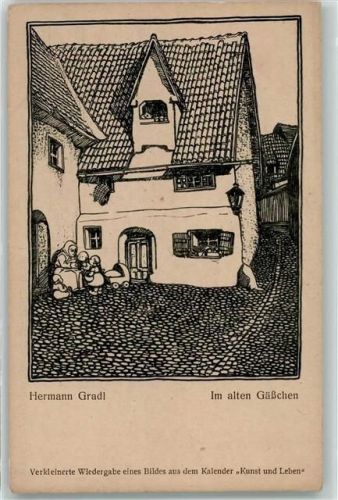 sign. Hermann Gradl - Im alten Gäßchen