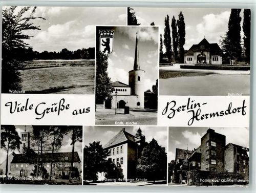 Hermsdorf Waldsee Bahnhof Kath. Kirche Evangel. Gemeindehaus Georg-Herviege-Schule Dominicus Krankenhaus Mehrfachaufnahme