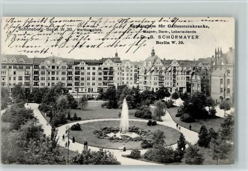 Schöneberg 1908 Wartburgplatz Sanatorium für Gallensteinkranke Dr. B. Schürmayer