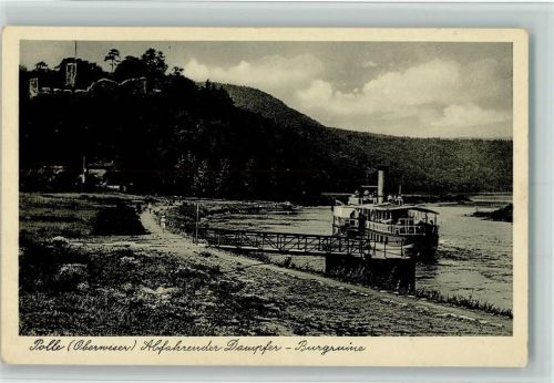 Polle Abfahrender Dampfer Burgruine