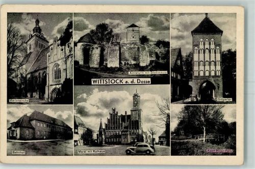 Wittstock Marienkirche Amtsturm Stadtmauer Gröpertor Bahnhof Markt Rathaus VW Käfer Adolf-Hilter-Park WK II