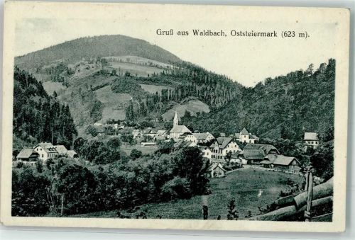 Waldbach 1924 mit Kath. Kirche