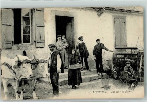 Lourdes une cour de ferme Ochsengespann