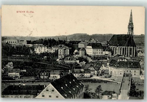 Steyr 1912 mit Stadtpfarrkirche hl. Ägydius und Koloman