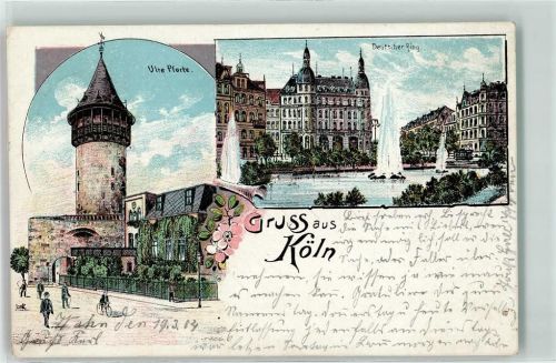 Köln Neustadt-Süd 102 1904 Lithographie Ulrepforte Deutscher Ring