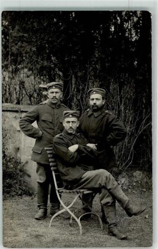 Schliengen 1915 Drei Soldaten in Uniform Ort lt. Stempel Feldpost
