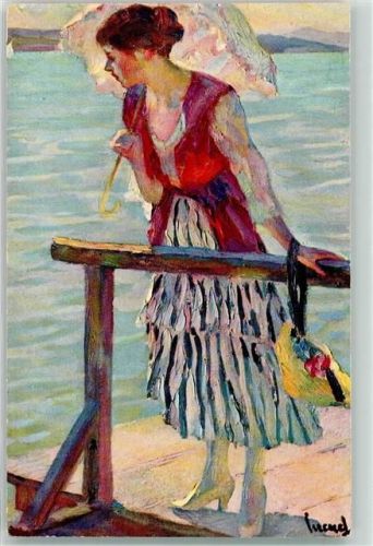 Morgenspaziergang Frau steht am Wasser