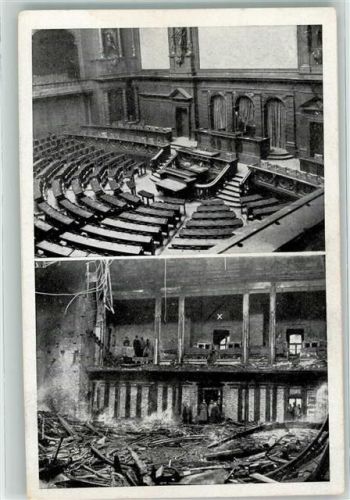 Berlin Mitte Brand im Reichstagsgebäude Plenarsitzungssaal Vor und nach dem Brand Nr 864