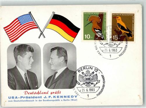 J. F. Kennedy Fahnen Sonderstempel Deutschlandbesuch