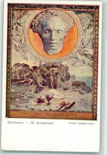 Jugendstil sign. Walter Hampel Beethoven, L. van Künstlerkarte