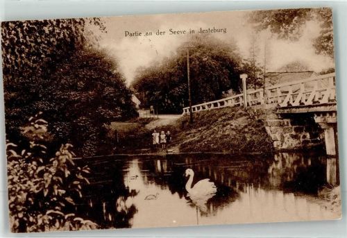 Jesteburg 1921 Jestebrücke mit Kindern und Schwan