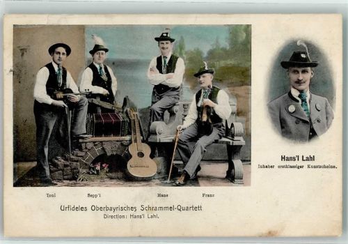 1907 Oberbayrisches Schrammel Quartett Kontragitarre Tracht