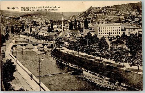 Sarajevo Miljacka Fluß mit Lateinerbrücke