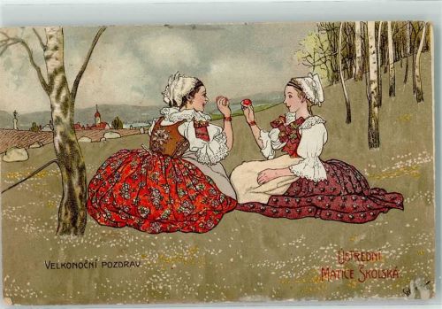 Ostern Frauen mit Ostereier Velikonoce Pozdrav