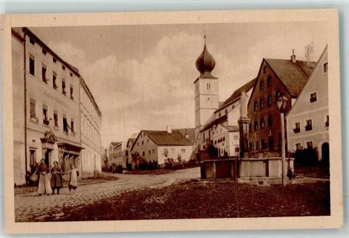 Ruhmannsfelden 1923 Marktplatz mit Kirche Pfarrkirche St. Laurentius