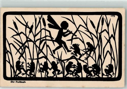 Silhouette M. Behrens Der Froschball Elfe Scherenschnitt