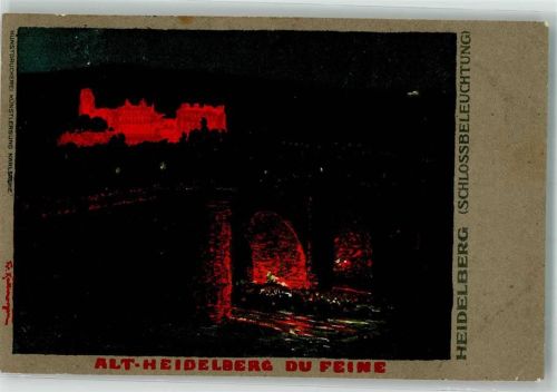 Heidelberg 1911 sign. Kallmorgen Schloss Beleuchtung Ilumation