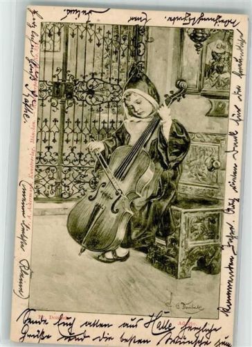 München 1900 Cello spielen Verlag Ackermann Nr. 854 sign. Doubek, F.B.