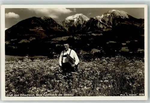 Schönau 1933 Zitherfranzl beim Kohlhiasl in der Schönau Photo L. Ammon 8018