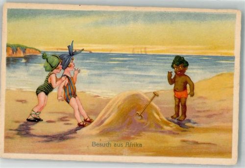 Verlag WS + SB 9692/2 Besuch aus Afrika am Strand , Kinder