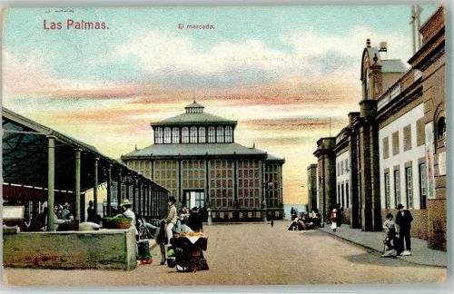 Las Palmas de Gran Canaria 1915 Marktplatz Marktszene Esel