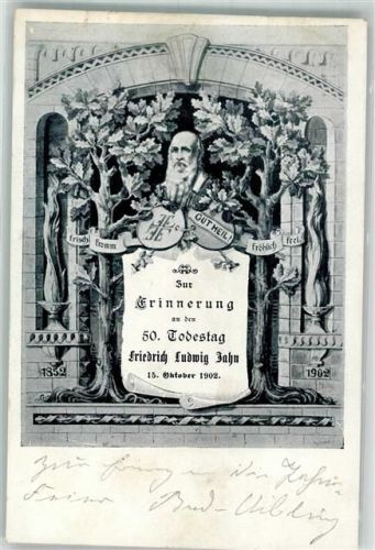 1902 50. Todestag Friedrich Ludwig Jahn15.Oktober Gut Heil