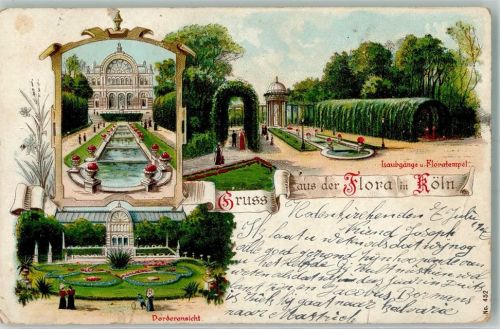 Köln Riehl 503 1907 Botanischer Garten Flora Floratempel Bahnpost Cöln-Zug 110