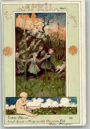 1901 April Kinder tanzen Spitz