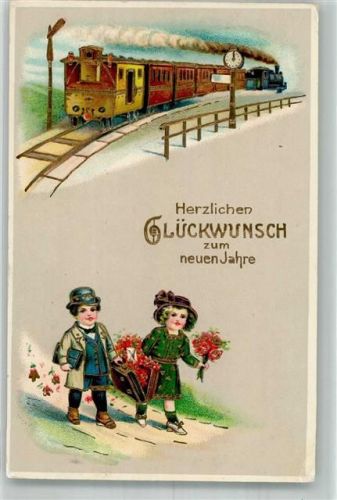1912 Neujahr Kinder Koffer mit Blüten HWB serie 2906