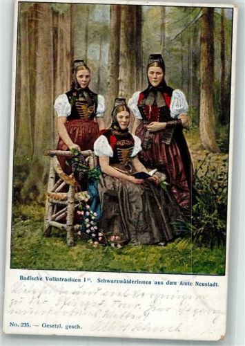 Neustadt-Stadt 1903 Tracht Bahnpost Freiburg (Breis)-Donaueschingen Zug 1552