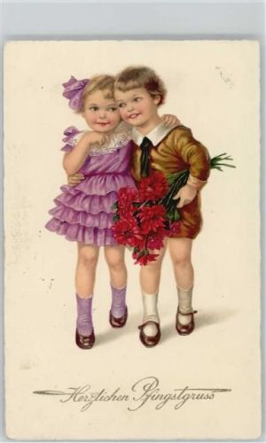 Kinder mit Blumen - 1933 AK