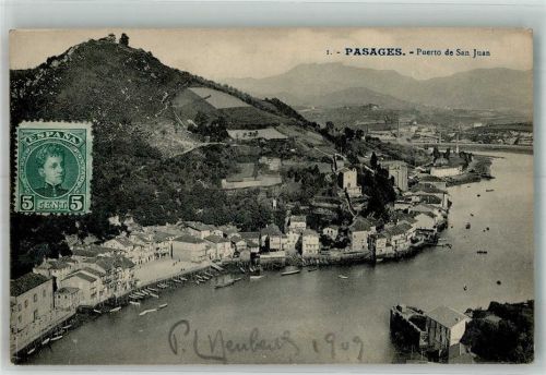 San Juan de la Rambla 1909 Pasages Puerto de San Juan Marke bildseitig