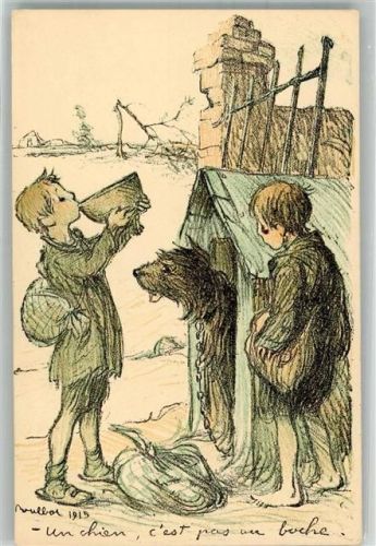 1915 sign. Poulbot F. Petit Francais Nr. 58 WK I Armut Kinder im Krieg
