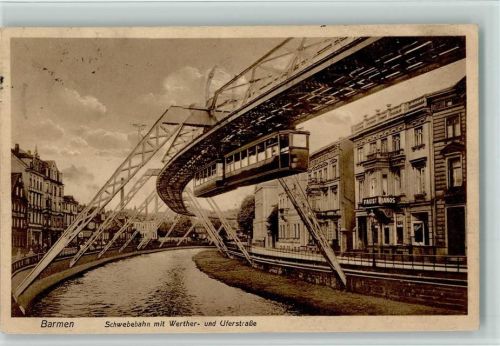 Barmen mit Werther- u. Uferstraße 1930 AK