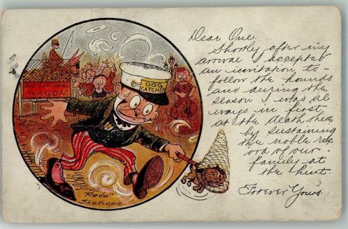 1910 Dog Catcher sign. R. Edward Shellcope Zeichner aus USA