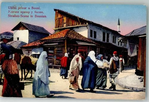 Sarajevo Tracht Straßeszene Ort lt. Verlag
