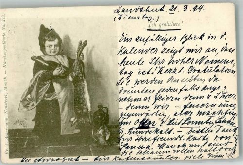 1899 Sektflasche Federwild Kaninchen Verlag Ackermann Nr. 240 + Adelskorrespondenz