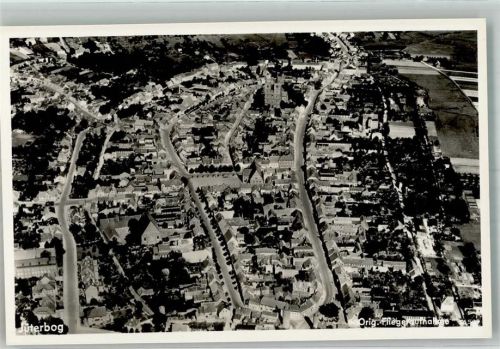 Jüterbog 1940 Fliegeraufnahme des Ortes mit der Nikolaikirche