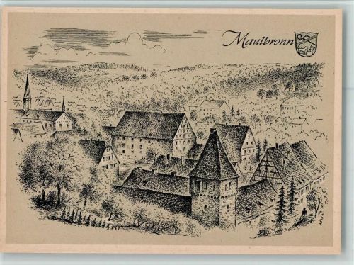 Maulbronn Ortsansicht sign. Ludwig Schäfer-Grohe Württembergische Städtebilder Nr. 91