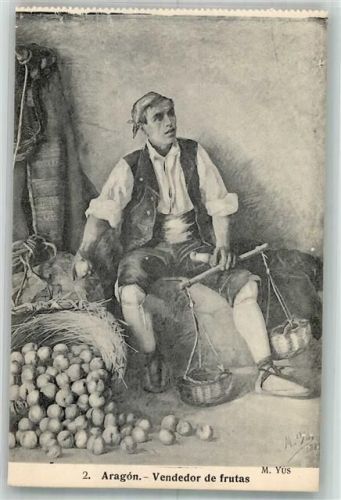 Aragon Tracht Obstverkäufer Marktszene