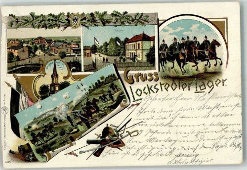 Lockstedter Lager 1902 Lithographie Wache Denkmal 1870/71 beschnitten