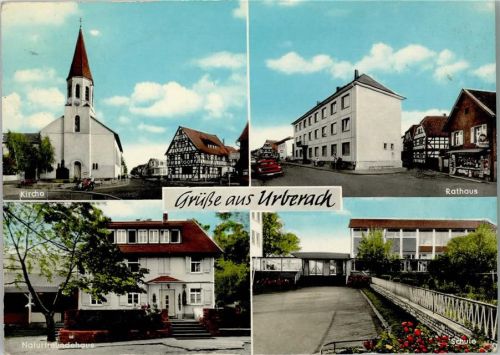 Urberach Kirche Rathaus Naturfreundehaus Schule 4-Bildaufnahme