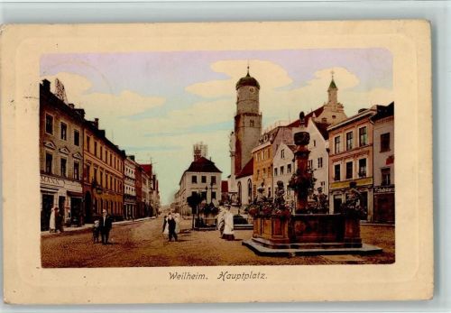 Weilheim Hauptplatz Brunnen Kirche