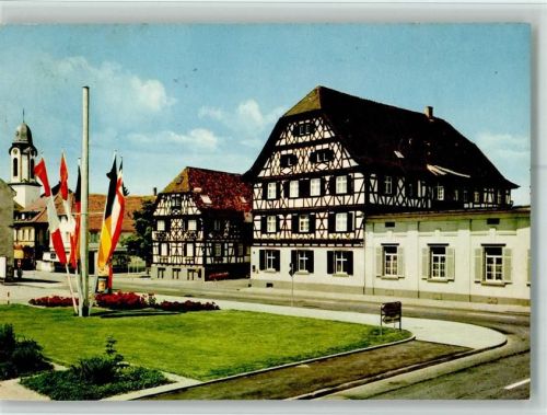 Oberkirch Am Hotel Obere Linde Fahnen Fachwerkhäuser