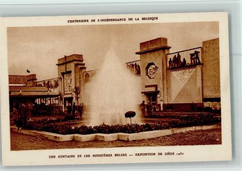 Une Fontaine et les Ministeres Belges 1930, offiz. AK