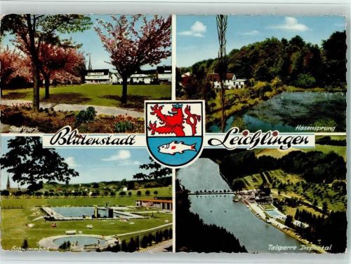 Leichlingen Stadtpark Hasensprung Schwimmbad Talsperre Diepental Wappen 4-Bildaufnahme