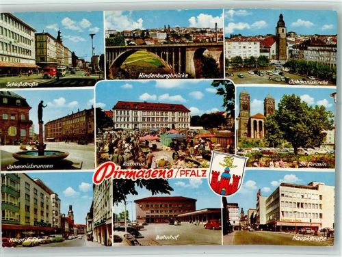 Pirmasens Schloßstraße Hindenburgbrücke Johanniskirche Johannisbrunnen Rathaus Marktszene St. Pirmin Hauptstraße Bahnhof Mehrfachaufnahme