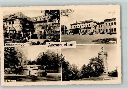 Aschersleben Kreiskrankenhaus Innenhof Bahnhof Gondelteich Westdorfer Warte