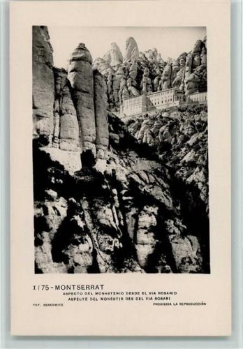 Montserrat Blick auf das Kloster von Via Rosario aus Aspecto del Monasterio desde el Via Rosario