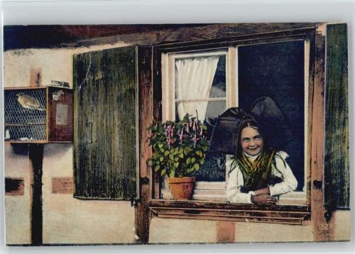 Bauernmädchen - Vogelkäfig mit Nachtigall - 1943 AK